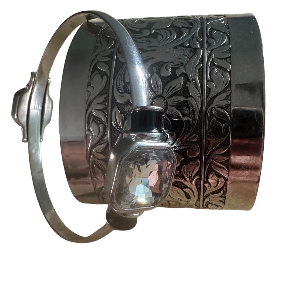 Bracelet Lot Silvertone Cuff and Bangle